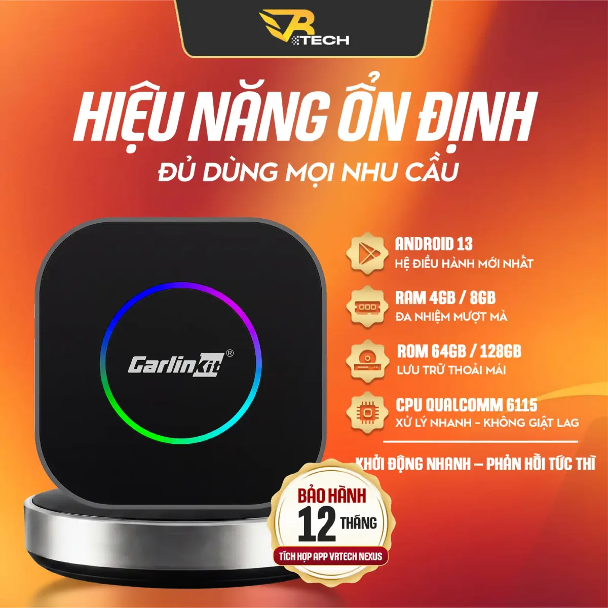 VRTECH Edition | Carlinkit TBOX S2A V2 2026 | Android Box Ô Tô | Chip Qualcomm 6115 | Apple CarPlay & Android Auto | Bảo hành 12 tháng - thumbnail 3